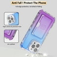 thumbnail image 2 of Card Slot Gradient Color Transparent Phone Case for iPhone 15 Pro Max, Soft TPU Shockproof Anti-Fall Slim Hard PC Back Cover with Tempered Glass Lens Protector for iPhone 15 Pro Max - Blue+Purple, 2 of 8