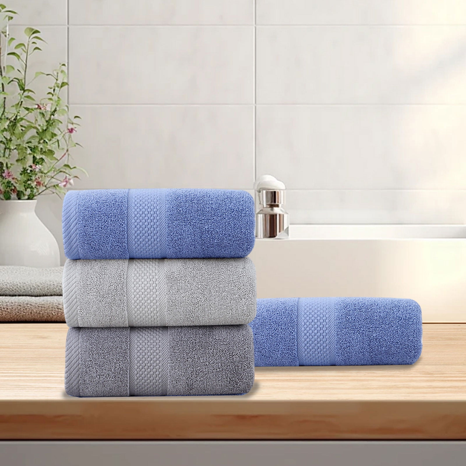 AUHomi Elegance Organic Cotton Face Towel - Super Soft, Quick Dry, Durable, Absorbent Oversized Face Towels - Ideal Quick Dry Large Luxury Towel Set for Shower,Cleanse the Face,(30"x14", 4pcs)Gray