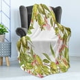 thumbnail image 4 of Floral Soft Flannel Fleece Throw Blanket, Feijoa Tropical Fruit Plant with Exotic Leaves on Plain Background, Cozy Plush for Indoor and Outdoor Use, 70" x 90", Coral Green, by Ambesonne, 4 of 5