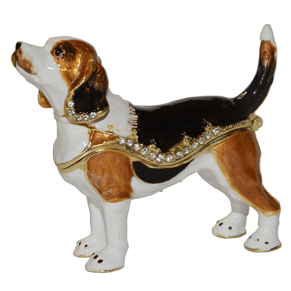 Beagle Trinket Jewelry Box Enameled Keepsake Giftware Metal Craft