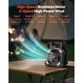 thumbnail image 3 of VEVOR 20000mAh Rechargeable Solar Fan with LED Lantern, 8 inch Portable Fan Cordless with 7W Foldable Solar Panel, 5-Speed& Timer& Quiet,USB Battery Powered for Camping Tent Worksite Office Desk, 3 of 9