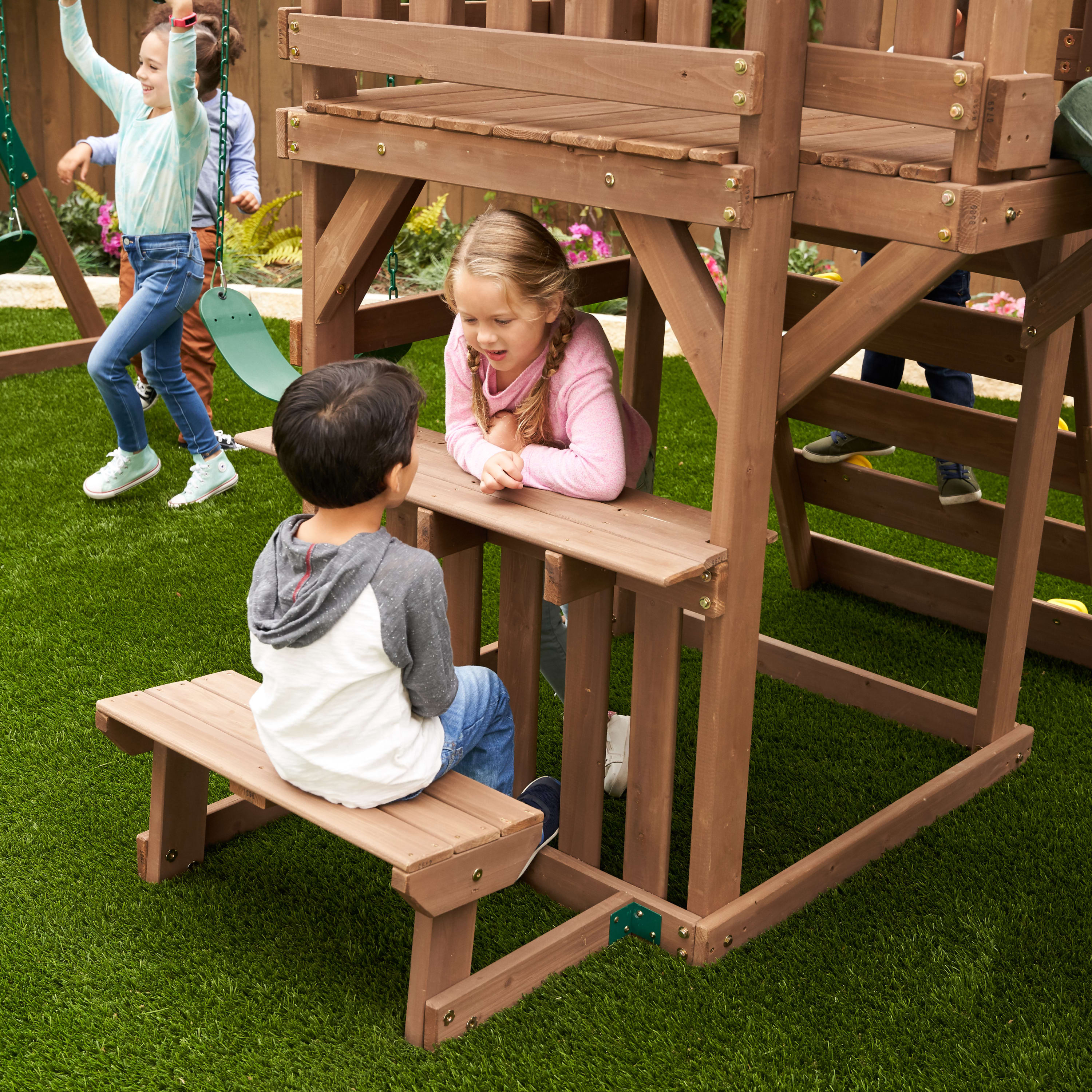KidKraft Arbor Crest Wooden Swing Set / Playset with Table and Bench - image 5 of 11