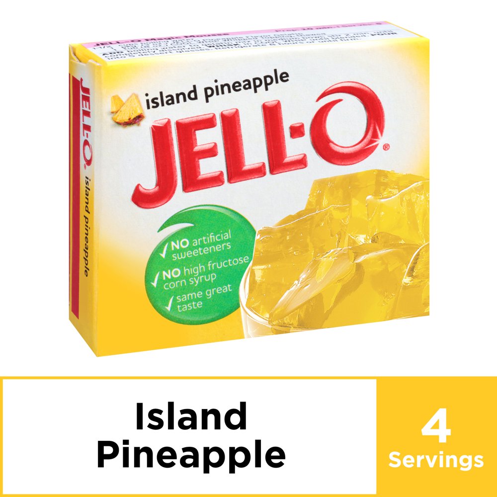 (3 Pack) JellO Island Pineapple Gelatin Mix, 3 oz Box