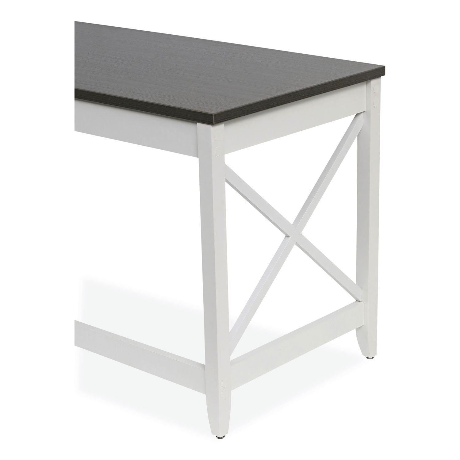 Workspace by Alera L-Shaped Farmhouse Desk, 58.27 x 58.27 x 29.53, Gray/White