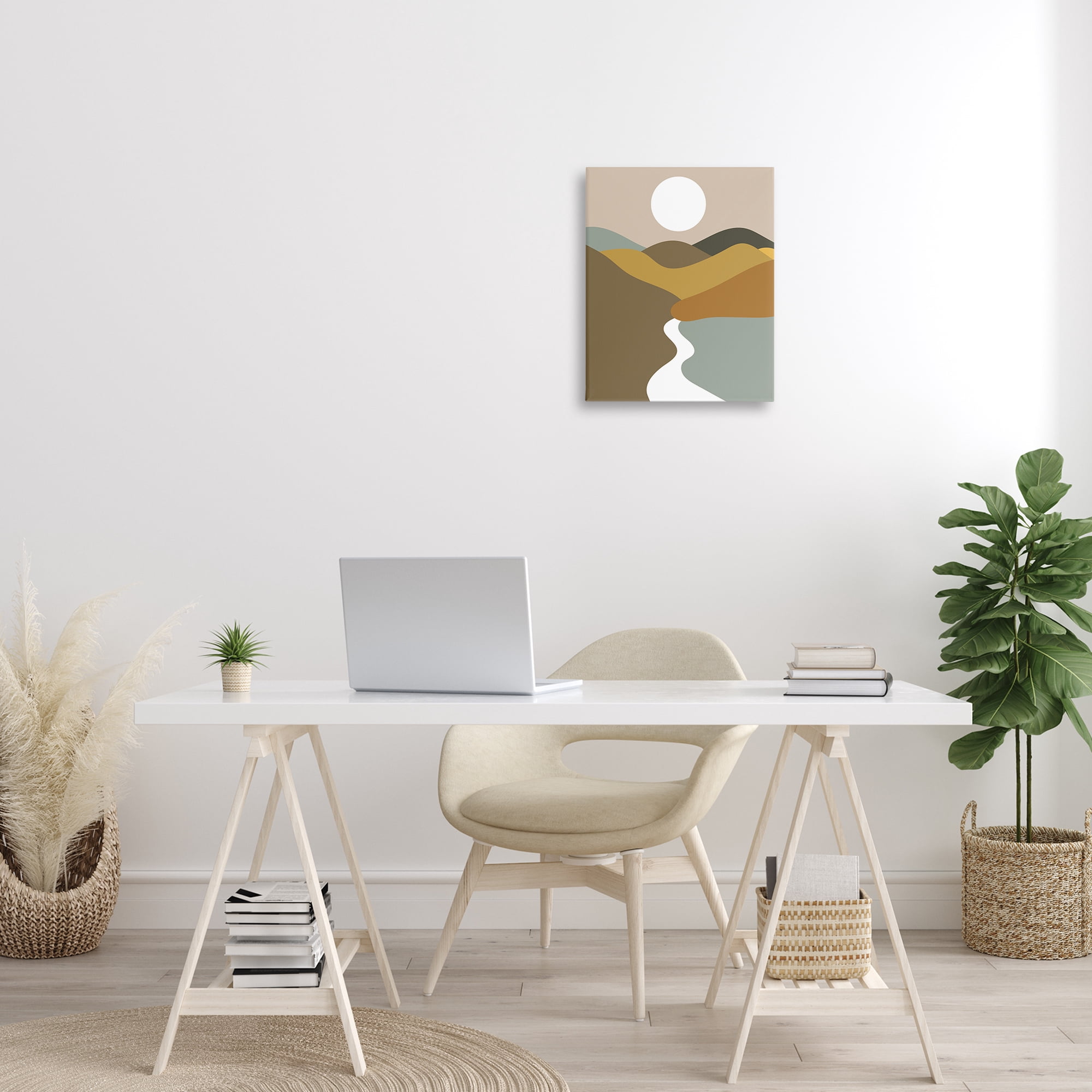 Stupell Industries River Towards Mountains Landscape Painting Gallery Wrapped Canvas Art Print Wall Art, 16 x 20