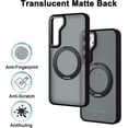 thumbnail image 2 of 360 ° Rotatable Magnetic Ring Holder for Samsung Galaxy S24 Case Compatible with Magsafe Hard PC Translucent Matte Protective Kickstand Phone Case for Samsung Galaxy S24 Black, 2 of 14