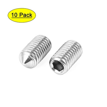 

M10x20mm Stainless Steel Cone Point Hexagon Socket Grub Screws 10pcs