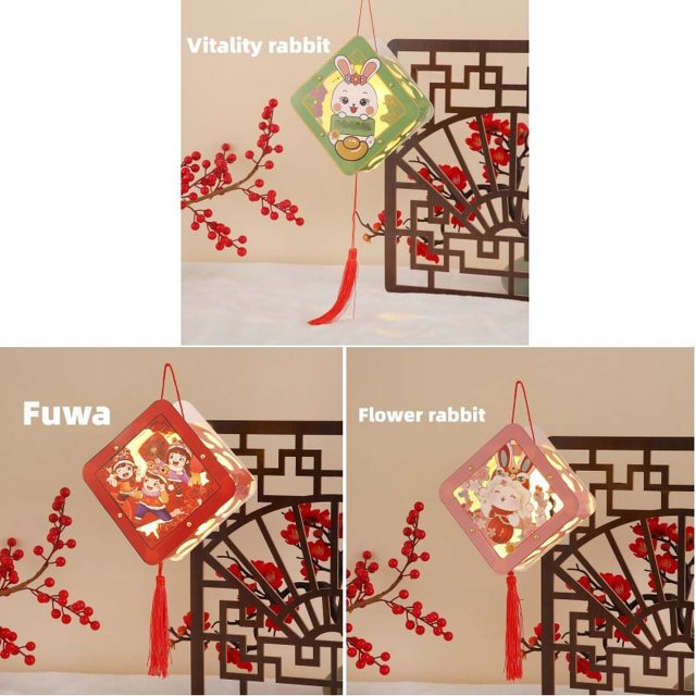 Chinese New Year Decoration,Year Of The Rabbit Lantern,Festival Lunar New Year Decor,Happy New Year,Spring Festival,Handmade Lanterns,Making DIY Materials,Kindergarten Portable Luminous,Paper Lanterns