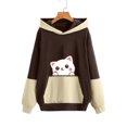thumbnail image 5 of Suéter de otoño e invierno para mujer, con capucha, bonito estampado de mascotas, suéter holgado de gran tamaño con bloques de color Pompotops FGAJ16504, 5 of 5