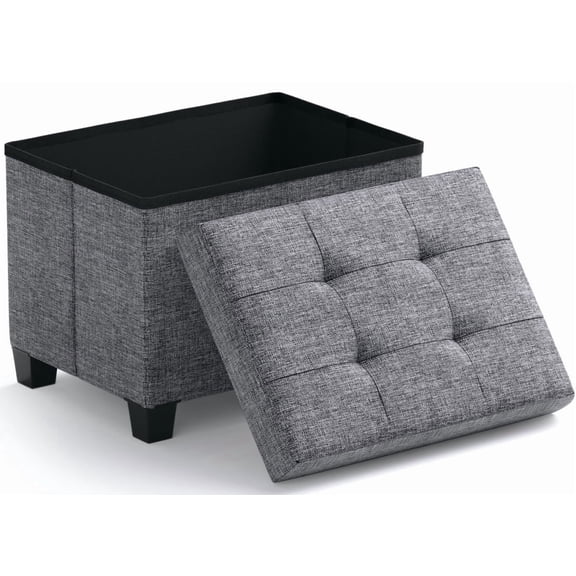 Ornavo Home Storage Ottoman Small Rectangle Ottoman with Legs, Foot Rest Stool Seat, Load up to 600 LB, for Living Room, Bedroom, Home Office, Dorm - 12 x 16 x 12, Gray
