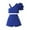 Blue, variant on WOYY Toddler Girl Summer Outfit Sets One Shoulder Sleeveless Solid Camisole Top Shorts Set