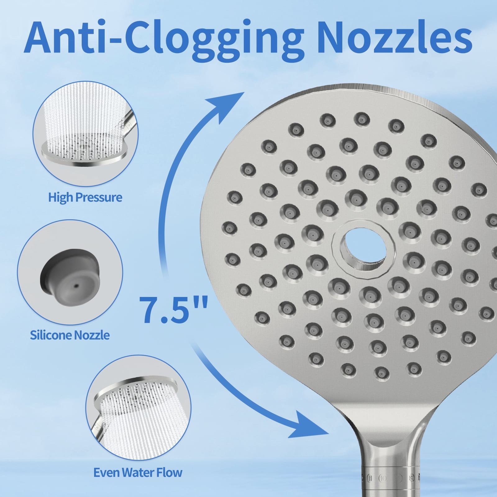 KAIYING Filtered Dual Shower Head System, 9-Mode Rain and Handheld Spray Combo with Adjustable Extension Arm, Brushed Nickel