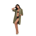 thumbnail image 5 of ANLIQI Women's 100% Cotton Robes Summer Short Sleeve Bathrobe Knee Length Sleepwear with Pockets (Olive Green,L), 5 of 6