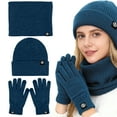thumbnail image 2 of Rirool Winter 3 in 1 Scarf Hat Glove Set for Men Women, Knitted Beanie Hat, Touch Screen Gloves, Fleece Lined Neck Warmer for Cold Weather, 2 of 9