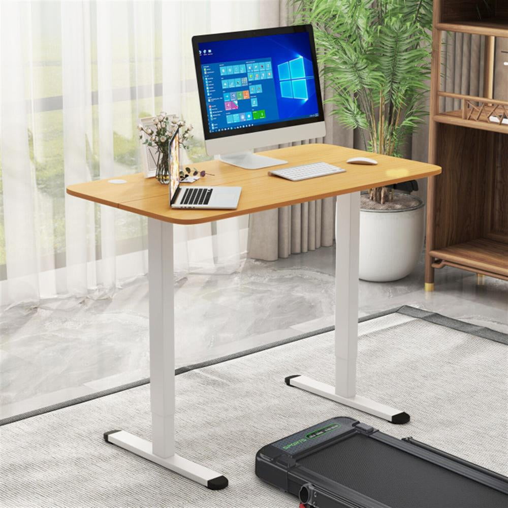 Demi Bonn Electric Standing Desk Adjustable Stand up Computer Desk Anti-collision, Small Home Study Writing Table, Beige
