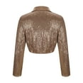 thumbnail image 6 of Nfurl Sequin Crop Tops for Women Elegant Long Sleeve Button up Lapel Glitter Sparkly Shirts Party Wear Ladies Evening Cocktail Club Clothes Gold XXL, 6 of 8