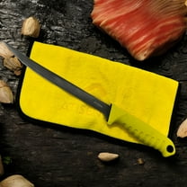 3-Piece 9-Inch Yellow Knife Set – Includes Fish Knife, Boning Knife, Sharpener & Towel – Stainless Steel Blades – Perfect Christmas Gift for Family