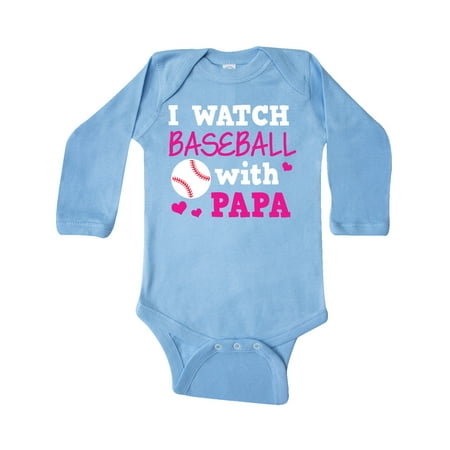 

Inktastic I Watch Baseball with My Papa Gift Baby Boy or Baby Girl Long Sleeve Bodysuit