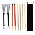 thumbnail image 1 of Kit De Baquetas Y Cepillos, Baquetas Profesionales De Madera De Bambú, Accesorios Para Tocar Instrumentos, Accesorios Portátiles Para Instrumentos Musicales De Acero Y Madera sonducket EL011015-00, 1 of 6