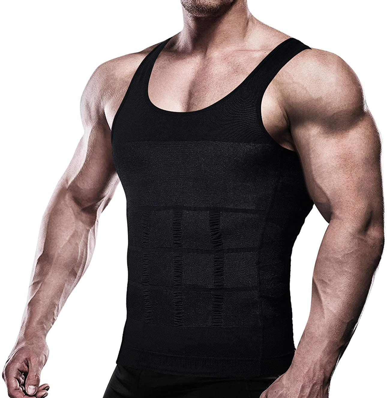 Men Slimming Body Shaper Posture Corrector Vest Abdomen Compression Tops T-Shirt 