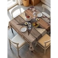 thumbnail image 6 of Texas Star Vintage Table Cloth, Waterproof Tablecloth for Square Tables, Berry Dark Brown Wooden Reusable Washable Fabric Table Cover for Restaurant Kitchen Dining Tables 54"x54", 6 of 9