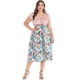 thumbnail image 1 of Leutsin Robe Jupe Décontractée pour Femmes Grande Taille à Imprimé, Col en V, Manches Courtes, Longueur Genou, 1 of 8