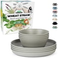 thumbnail image 1 of Grow Forward Premium Wheat Straw Plates and Bowls Sets - 8-Piece Wheat Straw Dinnerware Sets - Unbreakable & Reusable Microwave Safe Plastic Dinner Plates for Outdoors, RV, Camping Dishes - Feather, 1 of 8