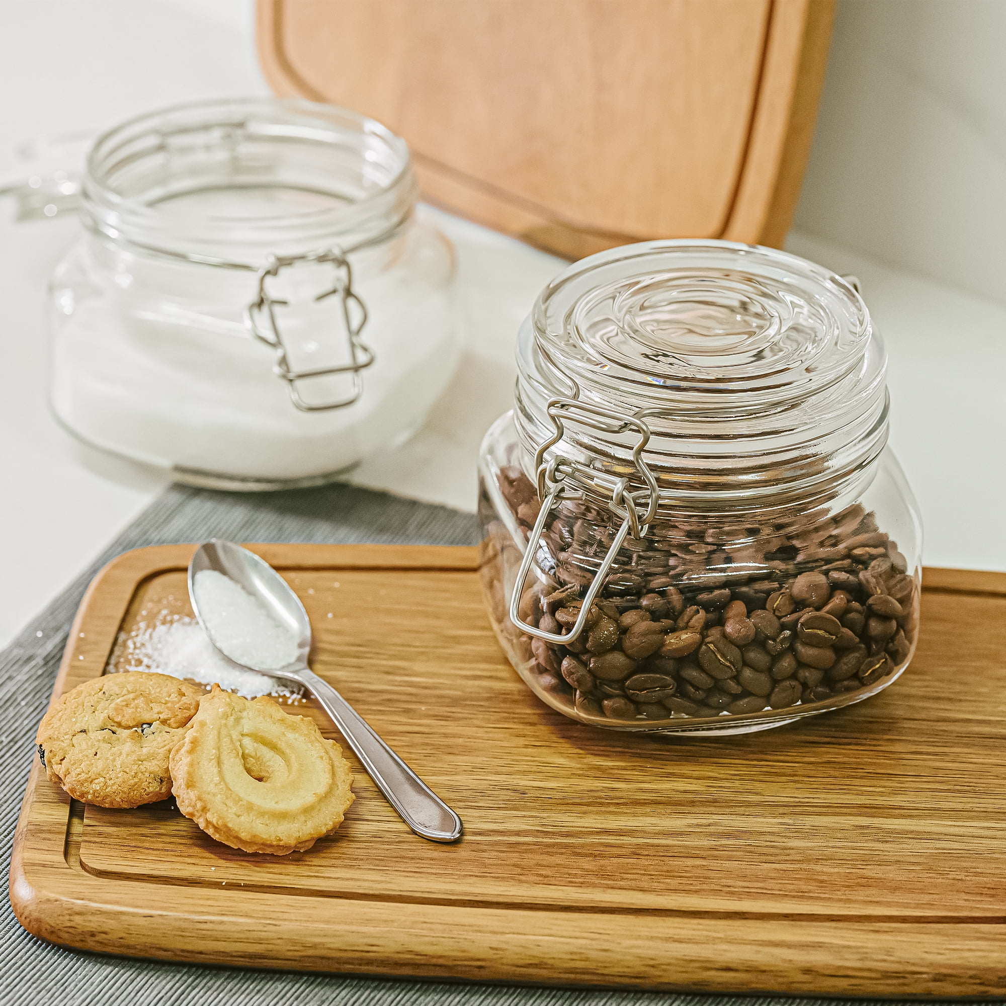 Mainstays 17 oz Glass Airtight Food Storage Jar Canister with Locking Lid, Pantry Organizer Container for Dry Food, Coffee, Sugar, Spices and Kitchen Storage