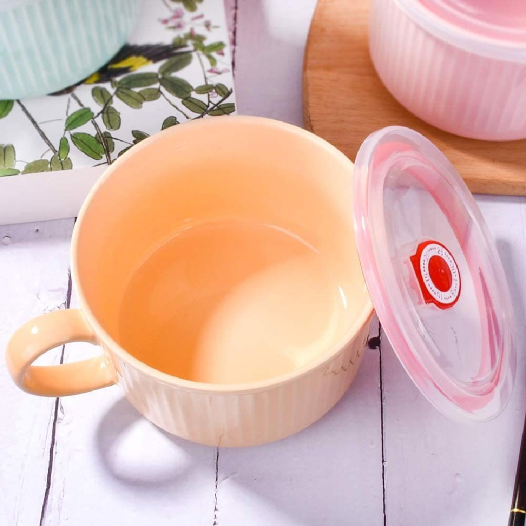 Microwavable Soup Bowl with Handle and Lid, Soup Mug for Oat Instant