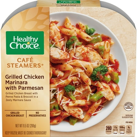 Healthy Choice Cafe Steamers Frozen Dinner, Grilled Chicken Marinara with Parmesan, 9.5 Ounce