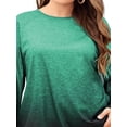 thumbnail image 3 of DYMADE Women Plus Size Loose Long Sleeve Gradient T-shirt Crew Neck Pullover Top, 3 of 4