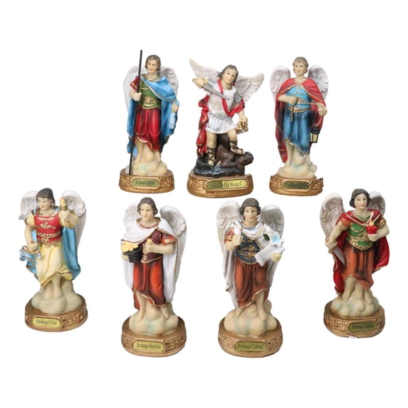 Archangels Michael Gabriel Raphael Jofiel Barachiel Uriel Zadquiel Figurine Set
