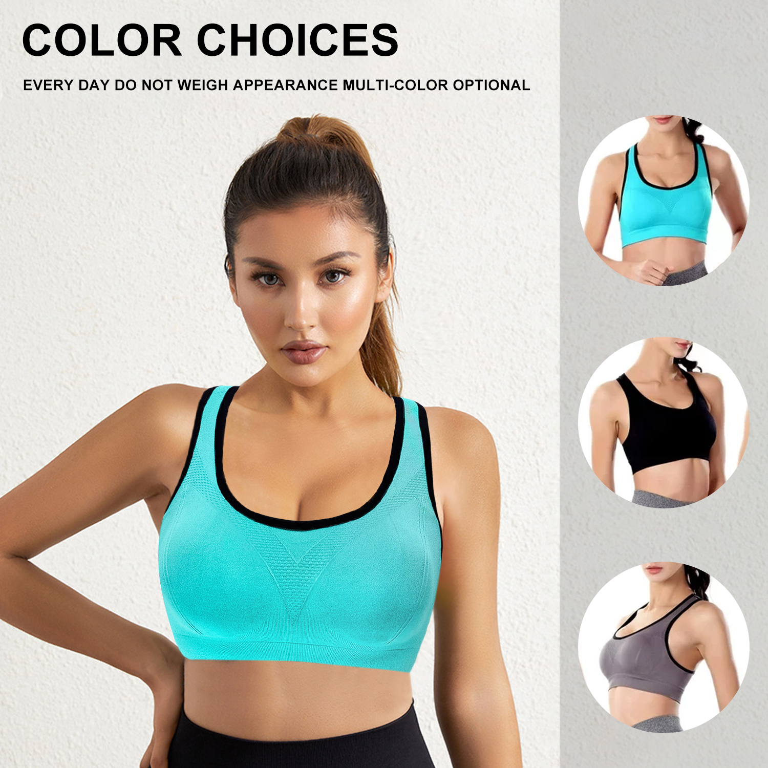 Rirool Women's Racerback Sports Bra, 3-Pack, High Impact photo 8