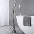 thumbnail image 2 of BATHLET  Freestanding Bathtub Floor-Mount Faucet Tub Filler with Hand Shower Chrome/Clear Chrome Finish, 2 of 5