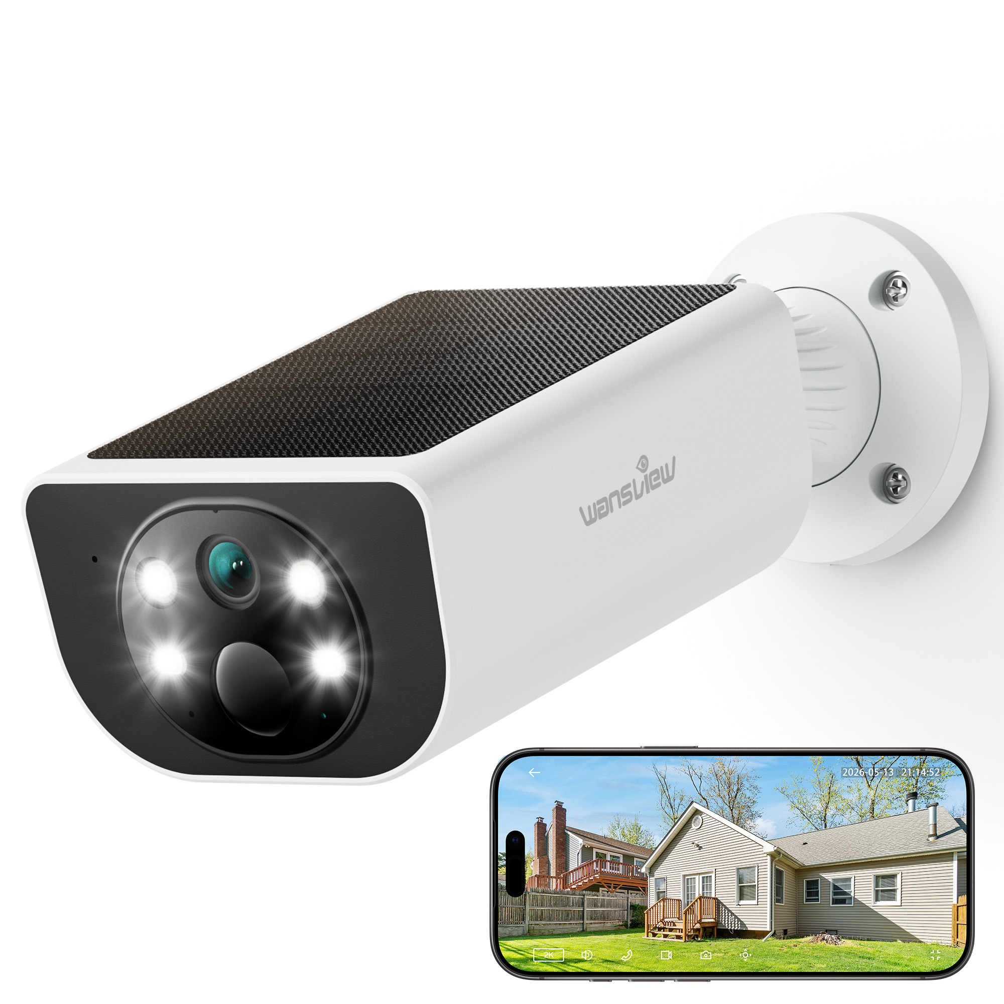 WansView 2K Solar Outdoor Security Camera with Wi-Fi