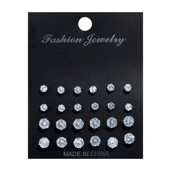 Earrings for Women Women Earrings New 12 Pairs/Set Crystal Zircon Stud Earrings Set for Women