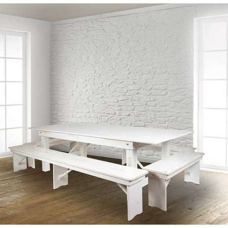 Flash Furniture Hercules Series 8 X 40 Antique Rustic White