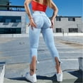 thumbnail image 2 of Women Pants Elastic Jeans Bottom Loose High Trousers Hole Denim Pocket Waist Women Button Women's Jeans, 2 of 3