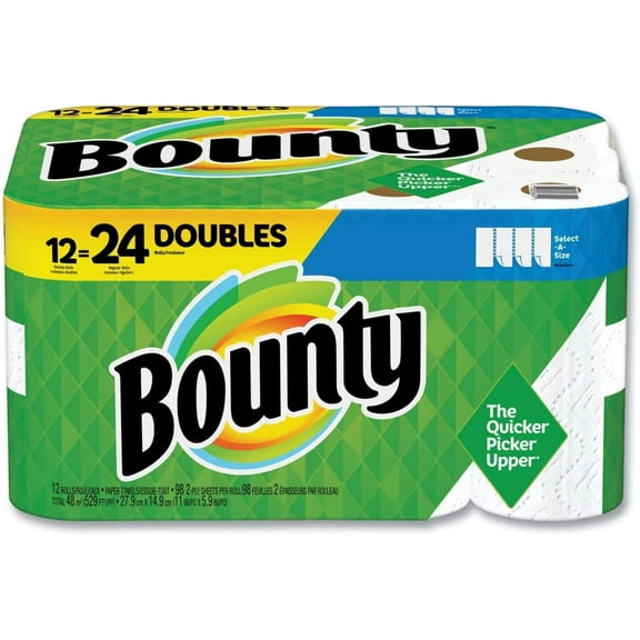Bounty Select-A-Size Paper Towels, White, 12 Double Rolls, 12 Count