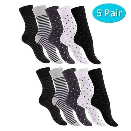 

Women Socks Winter Stylish Simple Warm Medium Long Cotton Polka Dot Striped Socks 5 Pairs Christmas Gifts Socks for Women