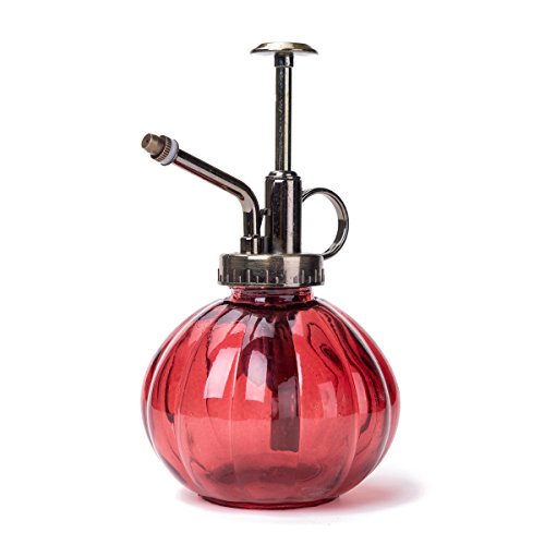 THY COLLECTIBLES Flower Water Spray Bottle Can Pot Plant Mister | Vintage Pumpkin Style Decorative Glass Plant Atomizer Watering Can Pot with Pump for Terrariums Flowers Potted Plants (Red)