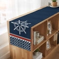 thumbnail image 6 of Navy Blue Coastal Table Runner, Nautical Ocean Sea Rudder Abstract Art Washable Cotton Linen Table Runners 72 Inches Long, Dresser Scarf Runner for Dining/Coffee/Kitchen/TV Stands/Cabinets 13''x72'', 6 of 9