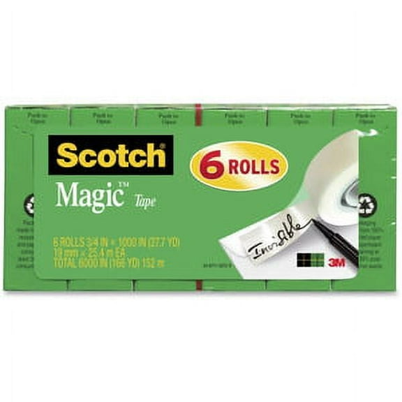 Scotch® Magic™ Tape, 3/4" x 1,000", 6 Boxes/Pack, 1" Core