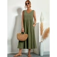 thumbnail image 4 of Womens Maxi Dress 2025 Sleeveless Summer Dresses V Neck Casual Tiered Sundresses with Pockets  Green S, 4 of 5