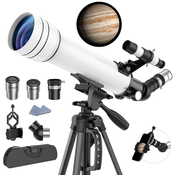 QUNSE 70mm Aperture 500mm Refractor Telescope for Adults, Kids, and Beginners, Portable Astronomical Telescope with Adjustable Tripod, Phone Adapter, Carry Bag for Moon and Planet Viewing