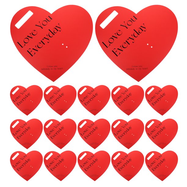 20 piezas de material de embalaje de flores para San Valentín, papel de regalo de una sola rosa, soporte para tarjetas de corazón para ramo de boda, fiesta, rojo