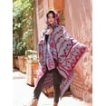 thumbnail image 4 of Women's Poncho with Hood for Winter Plus Size Open Front Knitted Retro (Grey), 4 of 6