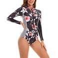 thumbnail image 4 of ASFGIMUJ Women's Long Sleeve Rash Guard Swimsuit Printed Zipper Surfing Swimsuit Bathing Suit, 4 of 6