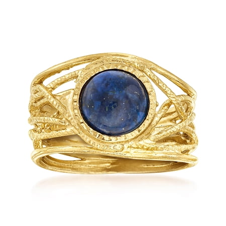 Ross-Simons Lapis Textured Openwork Ring in 18kt Gold Over Sterling, Women's, Adult