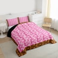 thumbnail image 3 of Feelyou Pixelated Blocks Miners Twin Comforter Sets, Pink Brown Camo Bedding Set, 2-Piece, 3 of 8